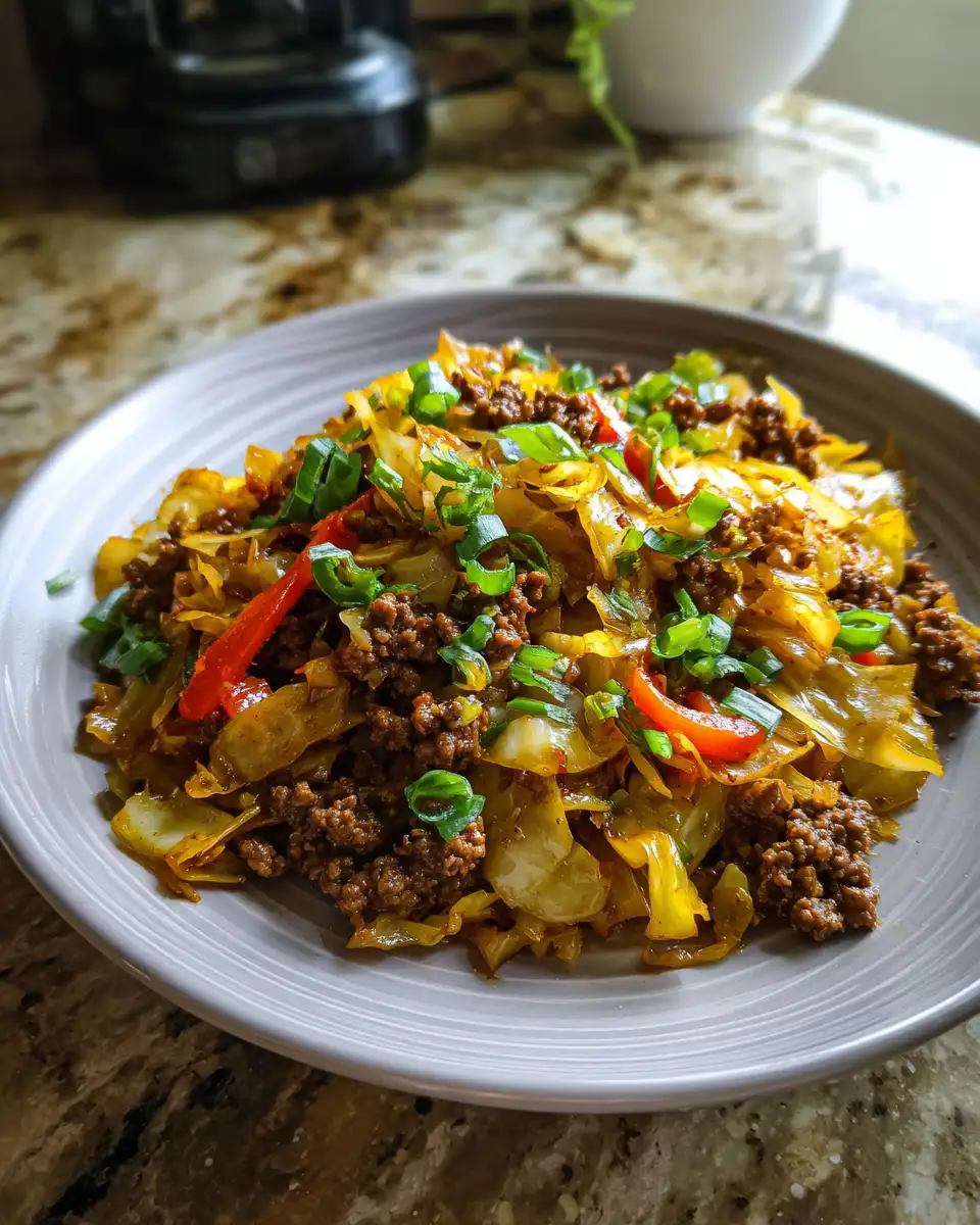 Final dish - Sizzle and Spice A Ground Beef Cabbage Stir Fry Adventure