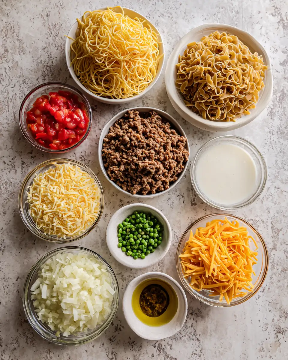 Ingredients for Noodle Nirvana: Irresistible Ground Beef Casserole Recipes