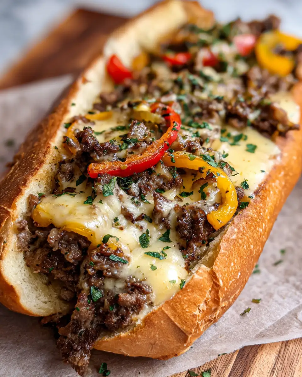 Final dish - Ultimate Ground Beef Cheese Steak Delight