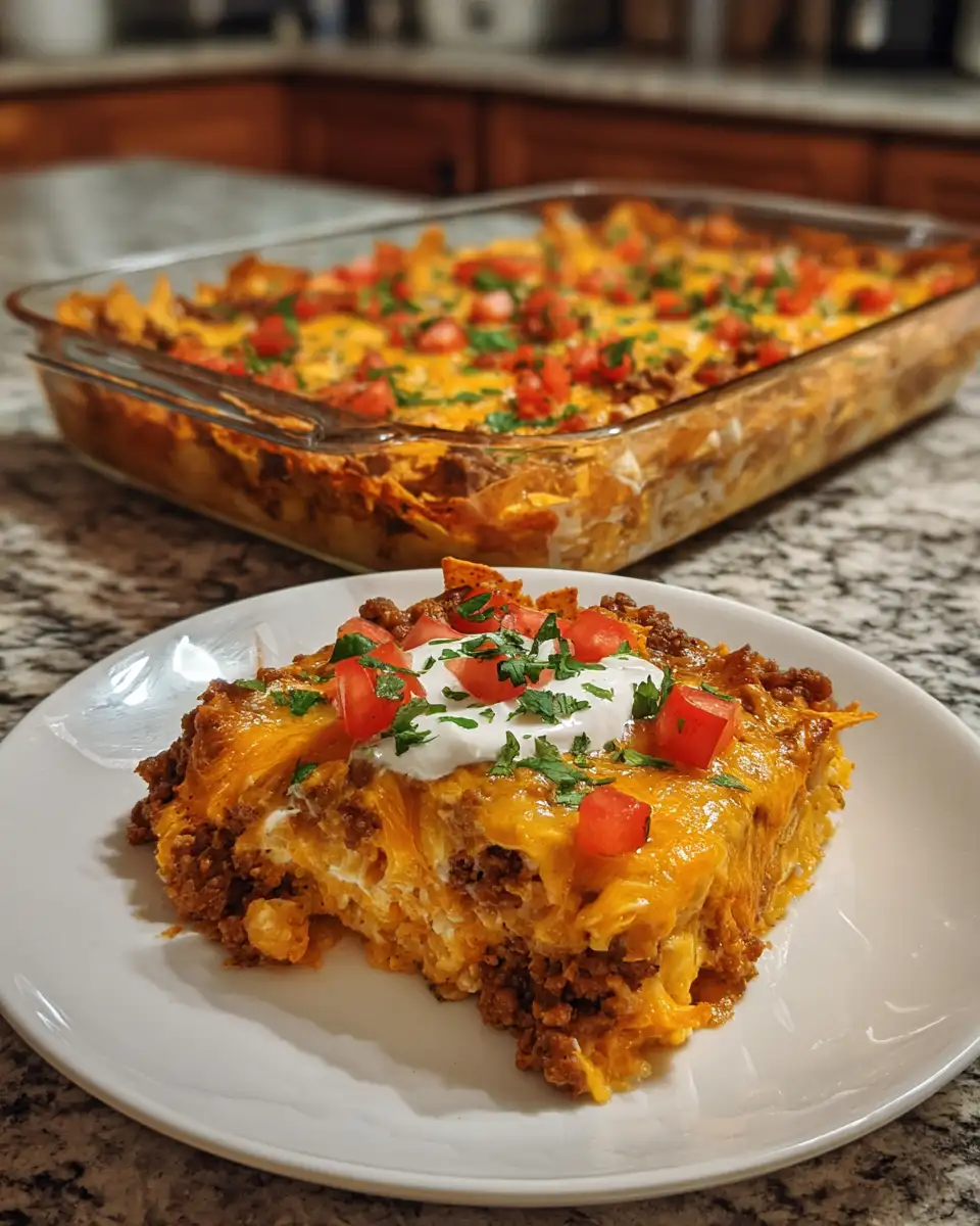 Final dish - Ultimate Ground Beef Dorito Casserole Delight