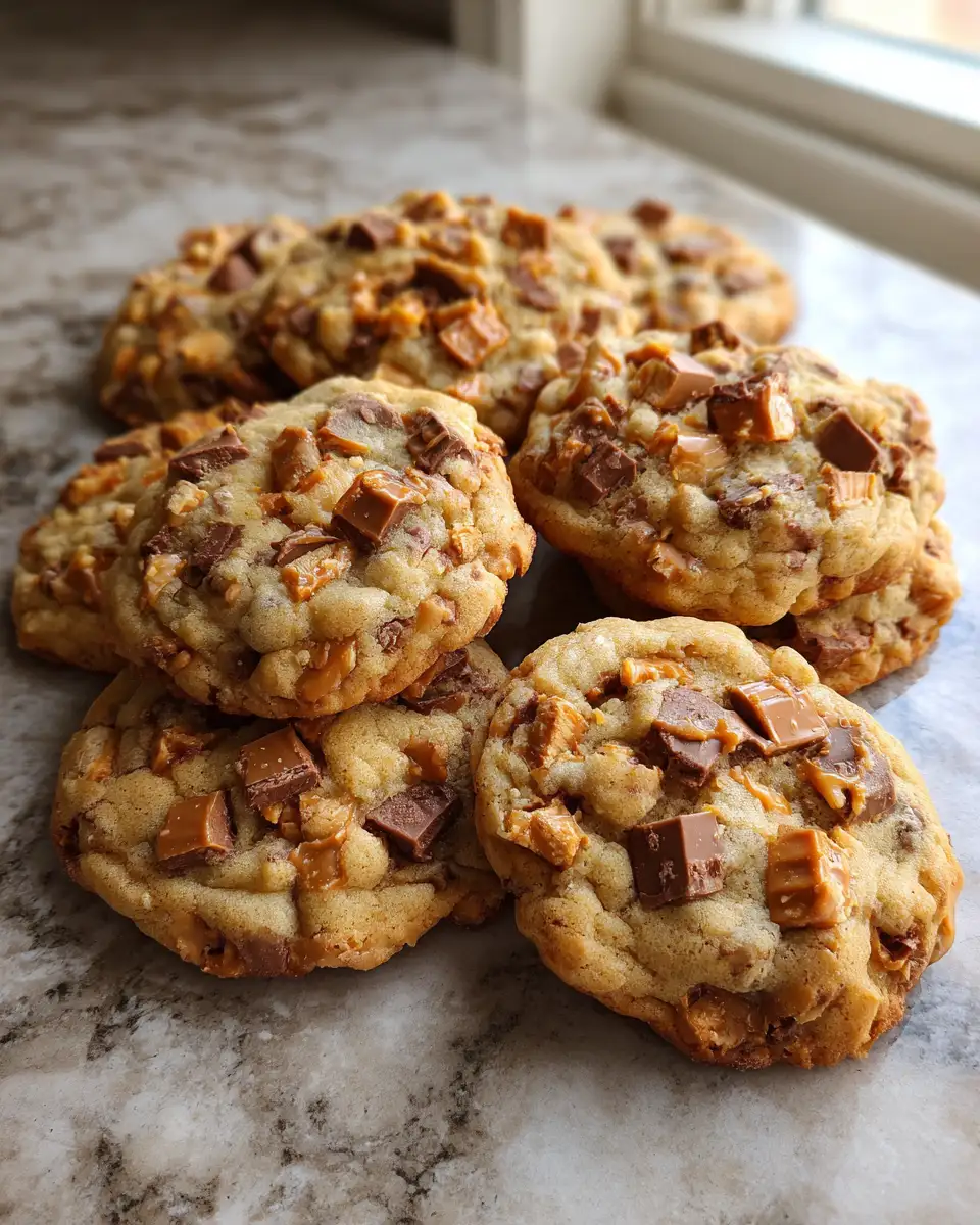 Final dish - Irresistible Indulgence: Butterfinger Caramel Crunch Cookies Delight