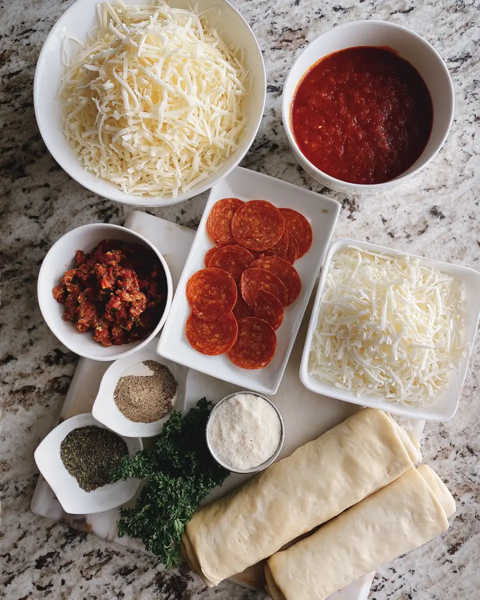 Ingredients for Twist and Shout for Cheesy Pepperoni Pizza Roll-Ups
