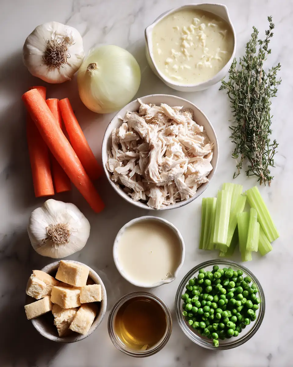 Ingredients for Cozy Up with Creamy Chicken Pot Pie Soup Recipes