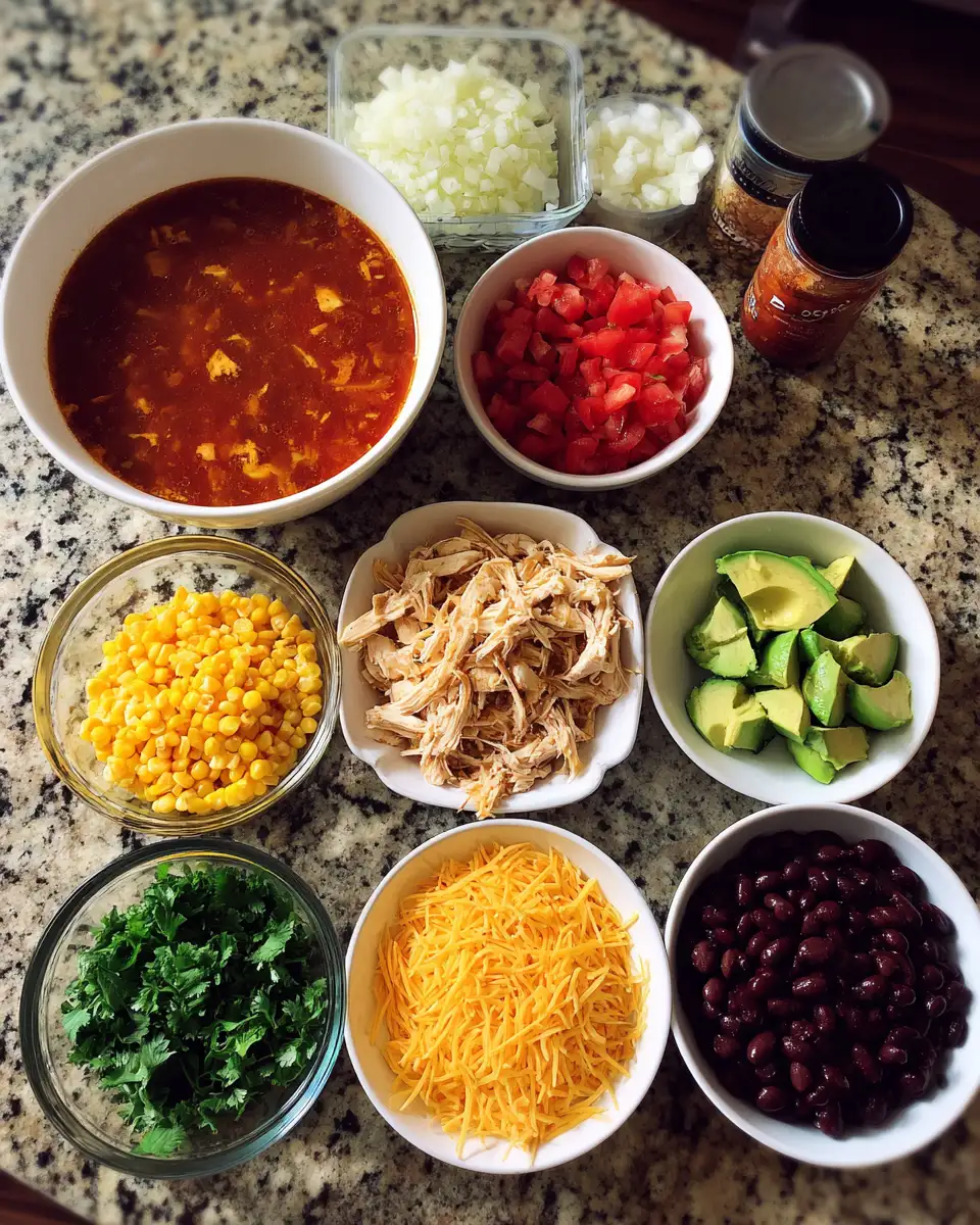 Ingredients for Slow Cooker Chicken Tortilla Soup Recipe for Cozy Comfort Meals