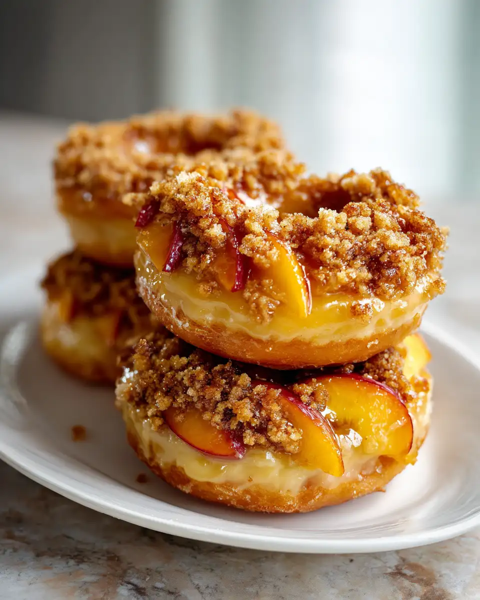 Final dish - Indulge in Classic Peach Cobbler Cheesecake Donuts That Melt in Your Mouth
