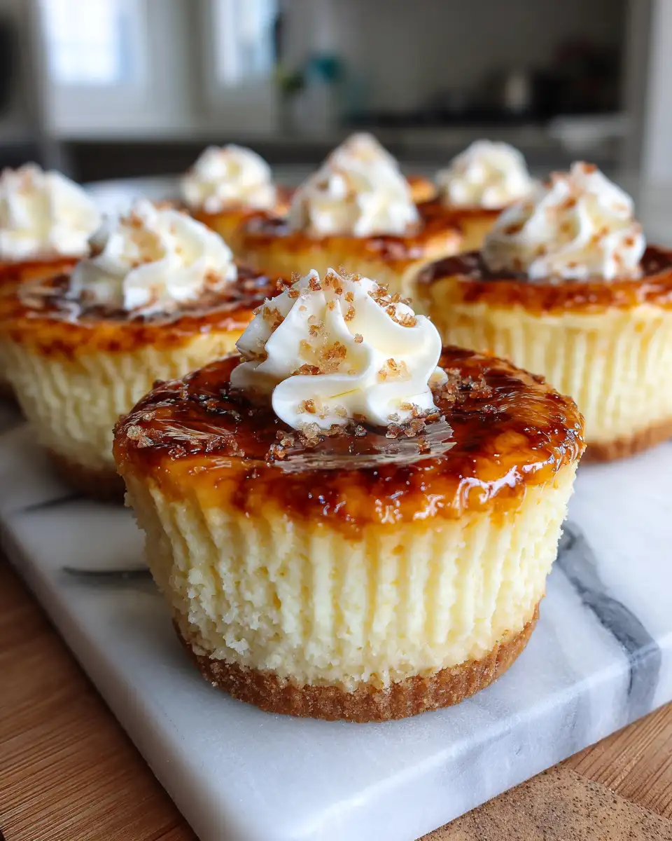 Final dish - Irresistibly Creamy Vanilla Bean Crème Brûlée Cheesecake Cupcakes Recipe
