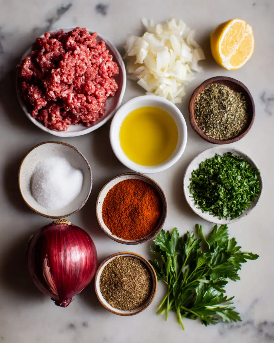 Ingredients for Sizzling Secrets to Perfect Ground Beef Kebabs