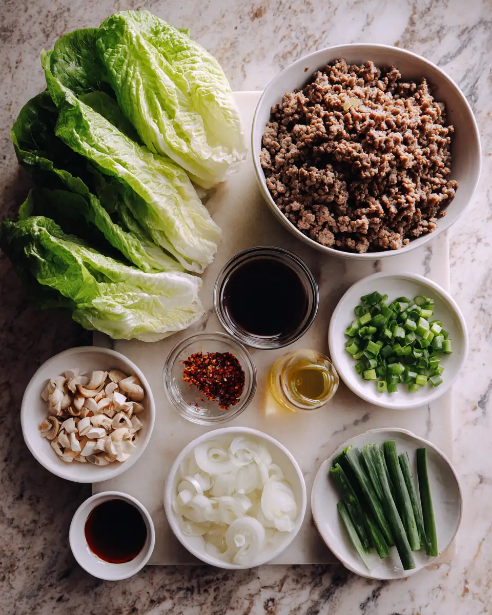 Ingredients for Sizzling Ground Beef Lettuce Wraps: A Flavorful Low-Carb Delight