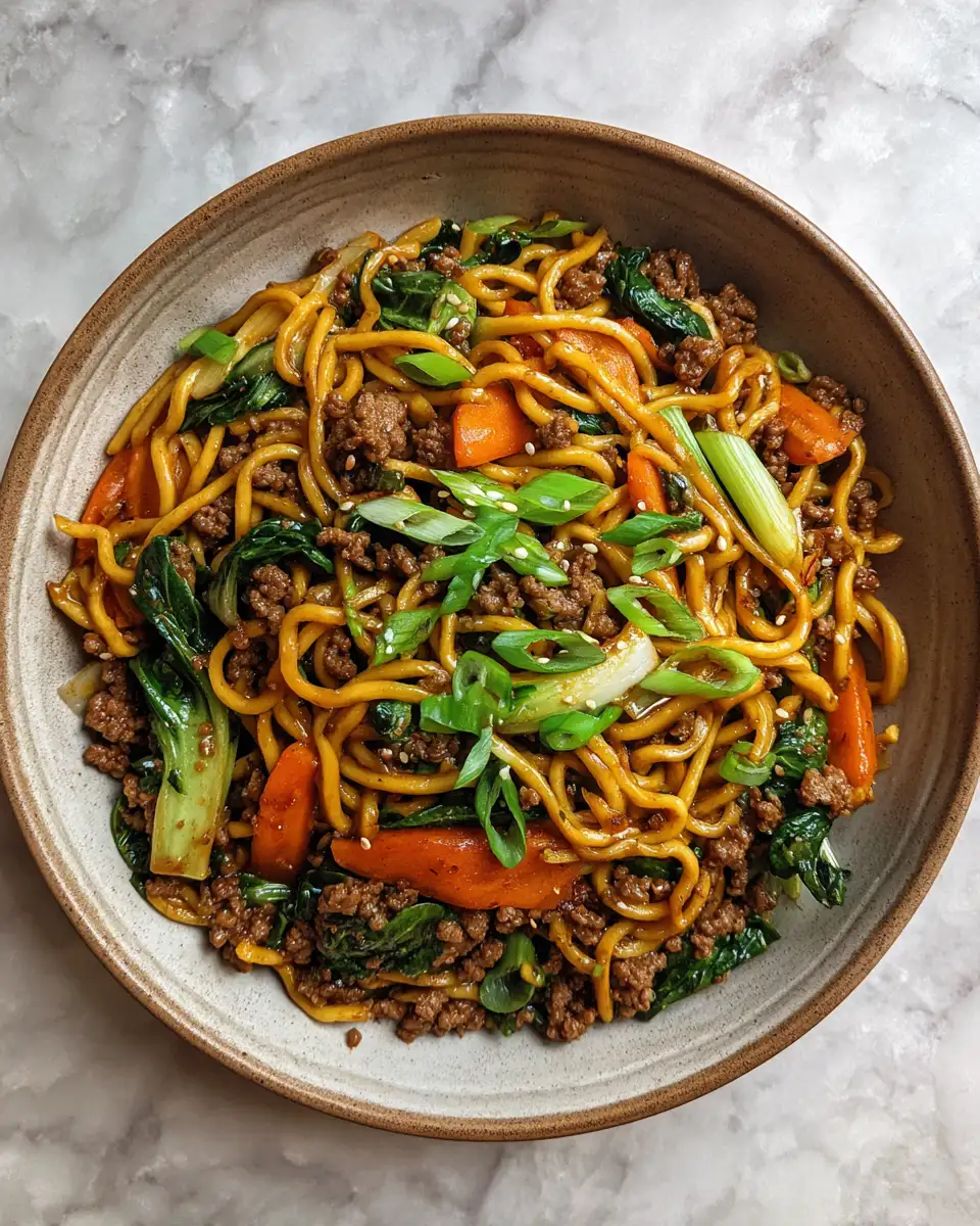 Final dish - Sizzling Ground Beef Lo Mein: A Flavorful Twist on a Classic Dish