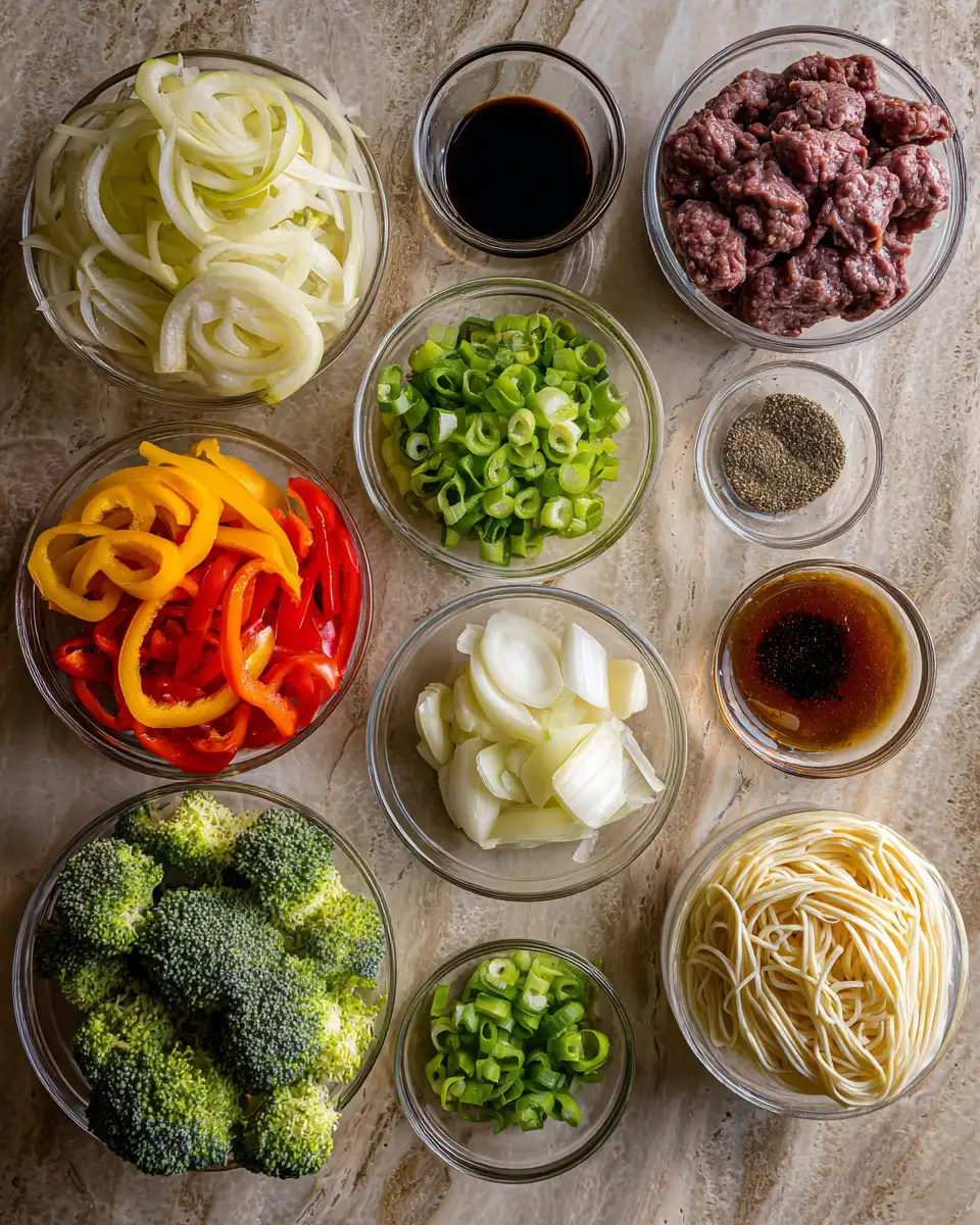 Ingredients for Sizzling Ground Beef Lo Mein: A Flavorful Twist on a Classic Dish