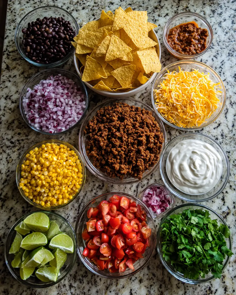 Ingredients for Ultimate Ground Beef Nachos: A Fiesta of Flavor