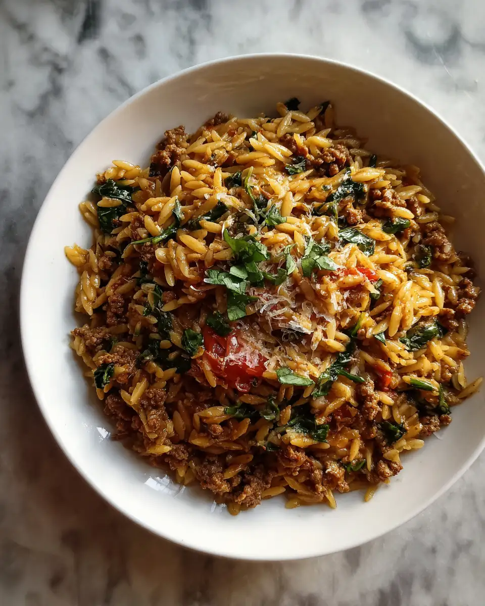 Final dish - Savory Ground Beef Orzo: A One-Pan Dinner Delight
