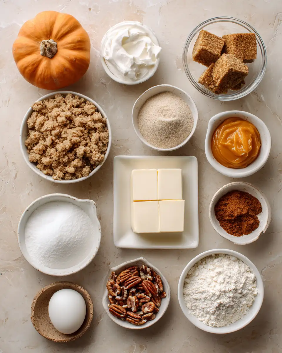 Ingredients for Indulge in the Irresistible Pumpkin Streusel Cheesecake Delight