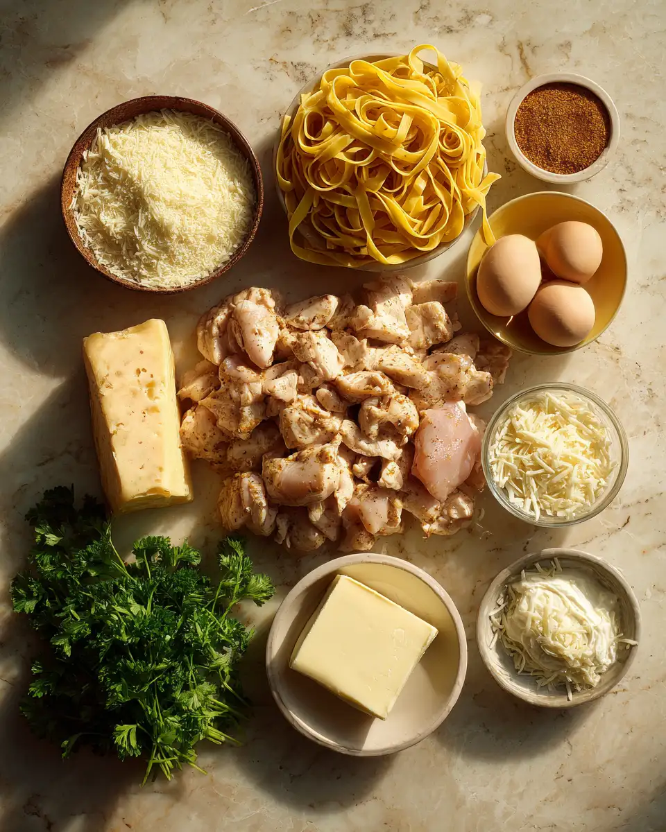 Ingredients for Spice Meets Cream: Irresistible Jerk Chicken Alfredo Pasta Recipe