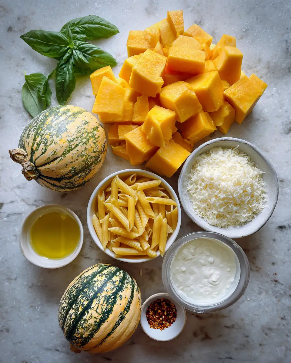 Ingredients for Creamy Kabocha Squash Pasta Delight