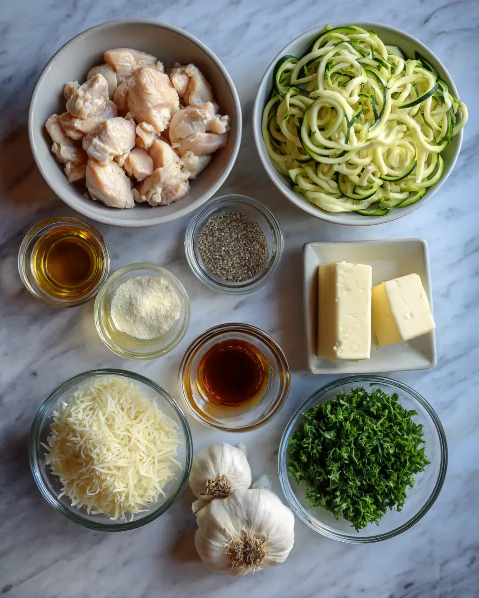 Ingredients for Creamy Keto Chicken Pasta: A Low-Carb Delight