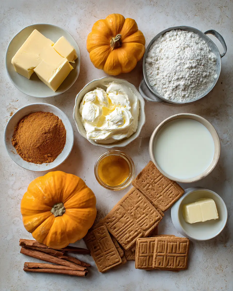 Ingredients for Creamy No Bake Pumpkin Cheesecake Recipe for Fall Indulgence