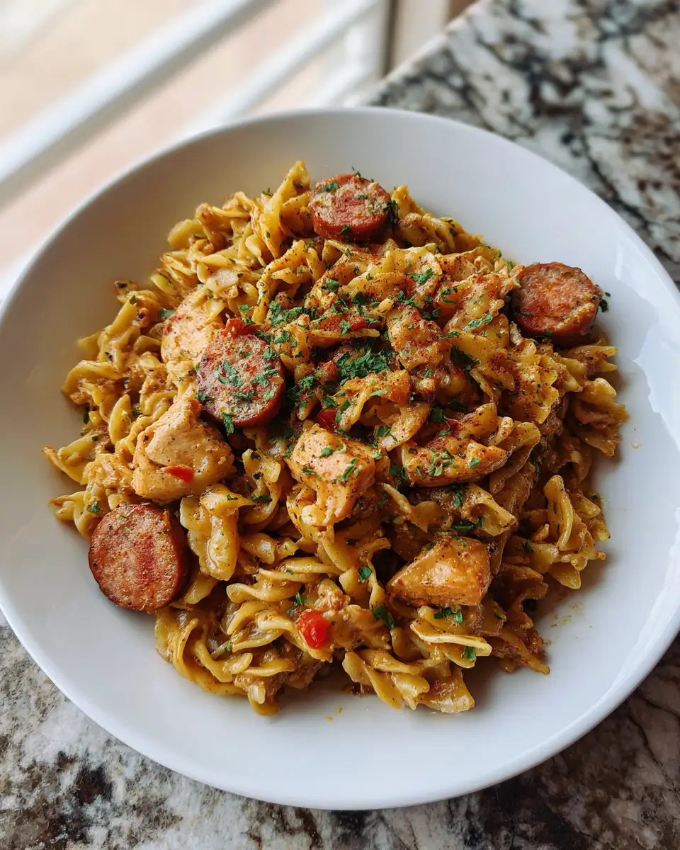 Final dish - One-Pot Cajun Chicken and Sausage Pasta Jambalaya: A Flavorful Feast in Every Bite