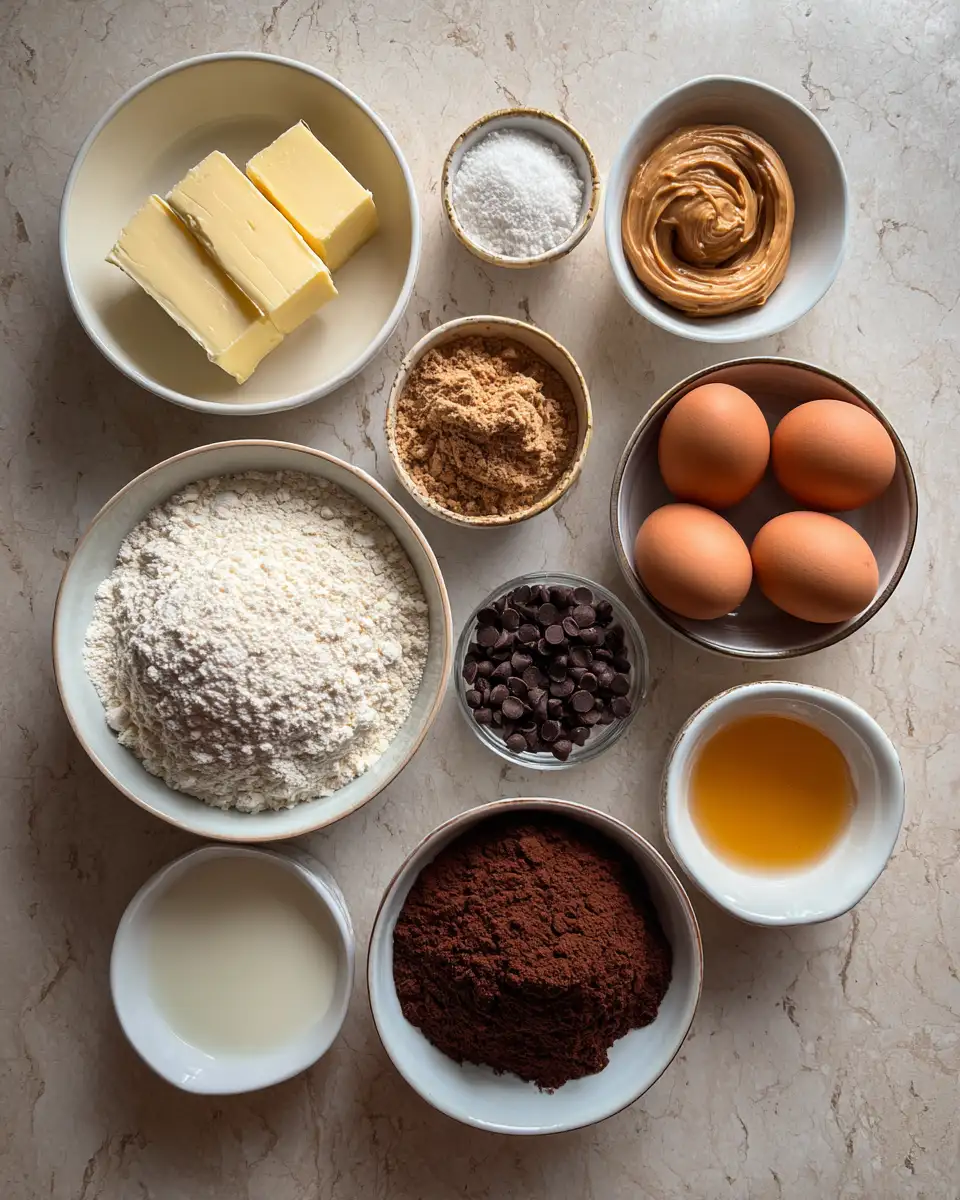Ingredients for Irresistible Peanut Butter Brownie Swirl Cookies That Will Steal the Show
