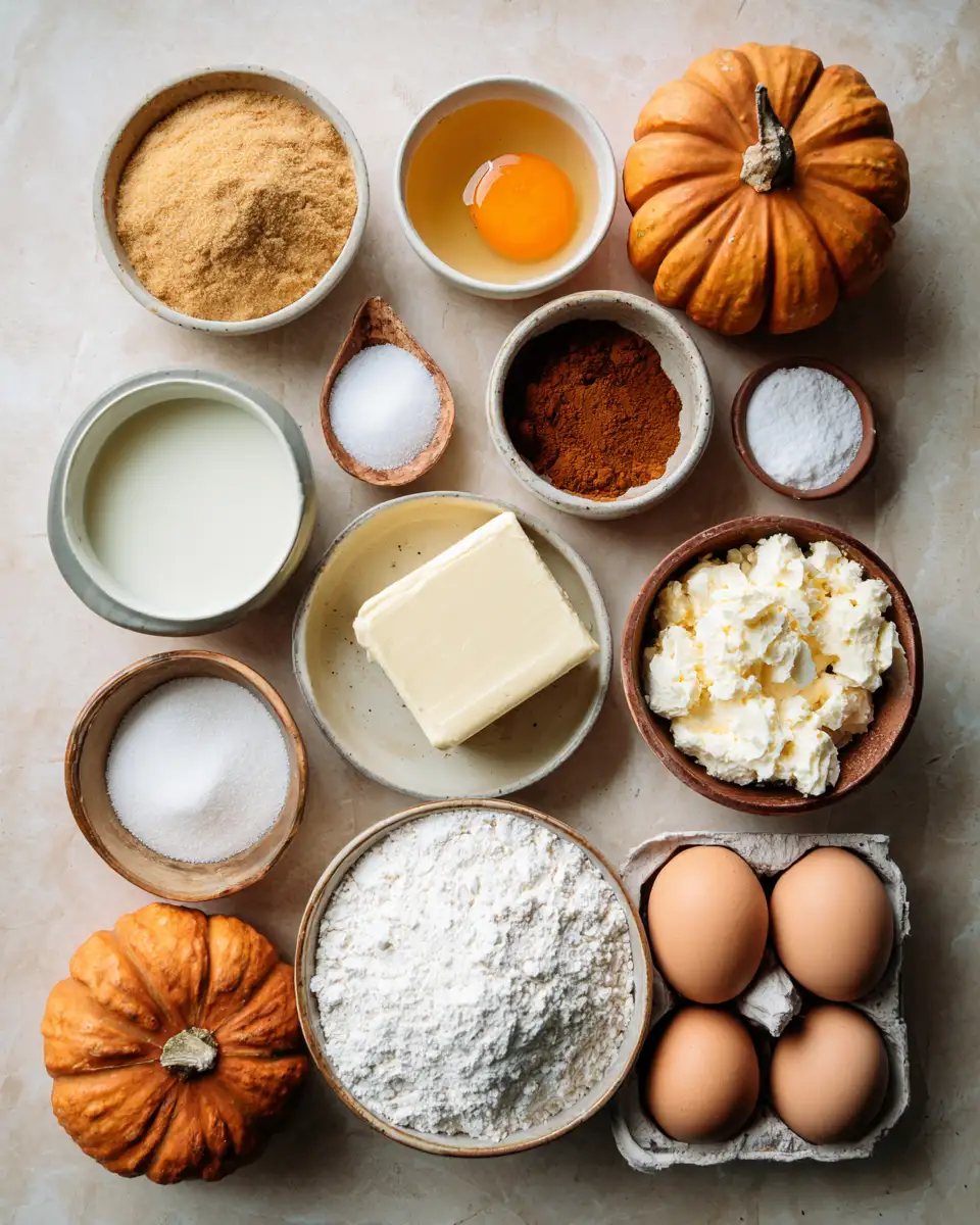 Ingredients for Pumpkin Spice Gooey Cake Recipe A Fall Favorite to Savor
