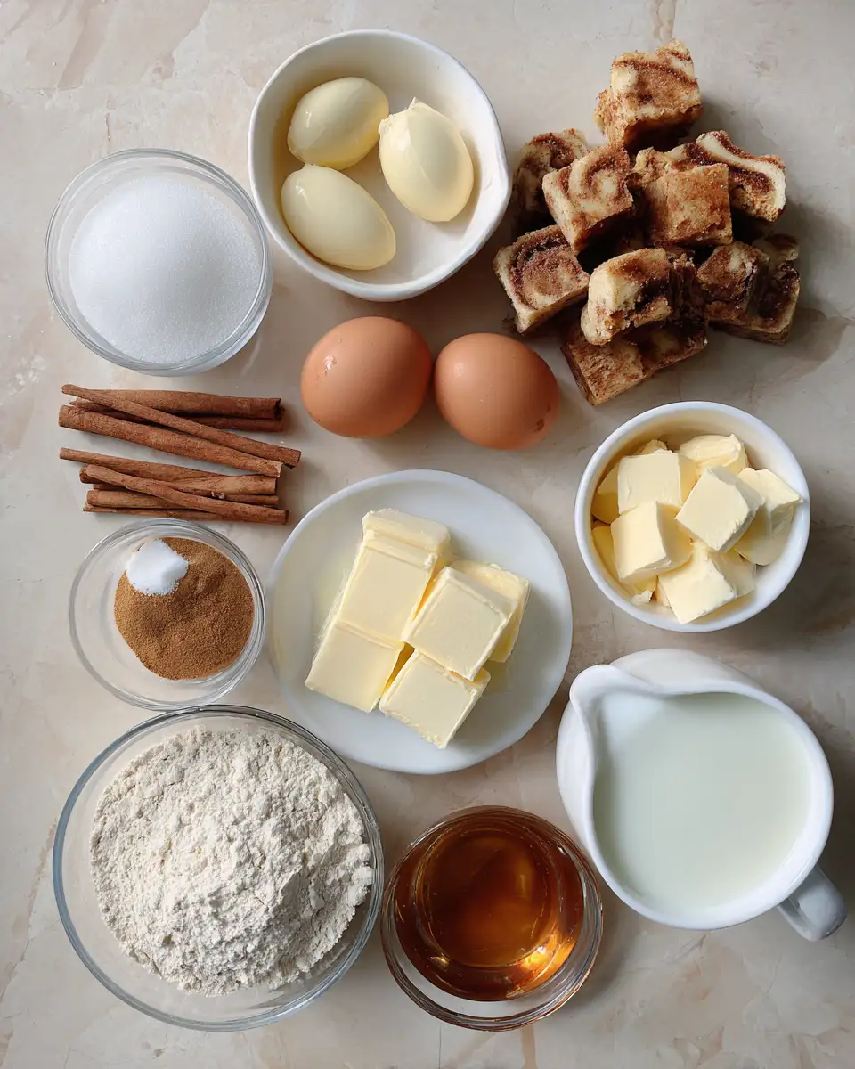 Ingredients for Indulge in Sweet Mornings with Cinnamon Roll French Toast Bites Recipe