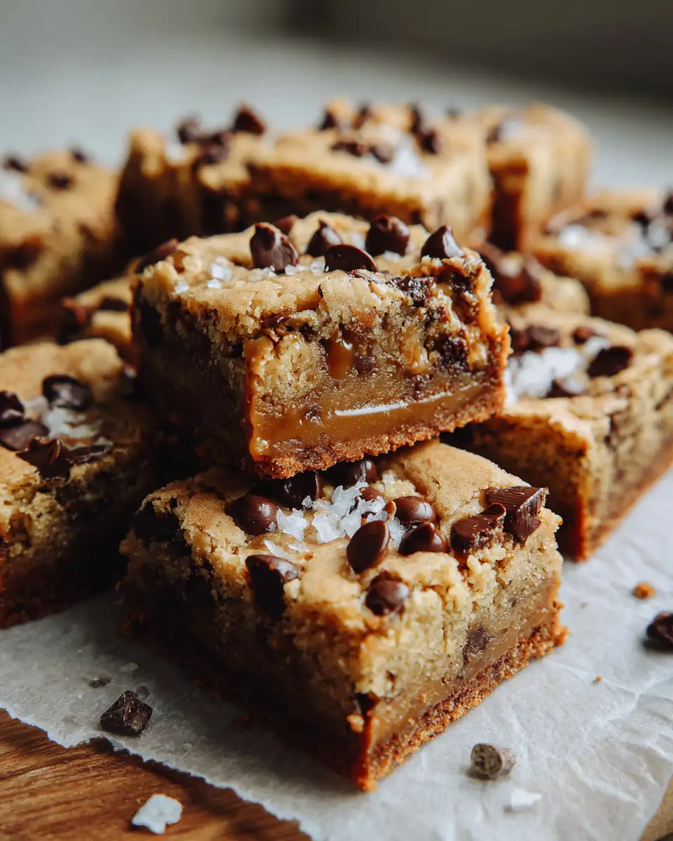 Decadence Redefined: Salted Caramel Chocolate Chip Cookie Bars Delight - Featured Image
