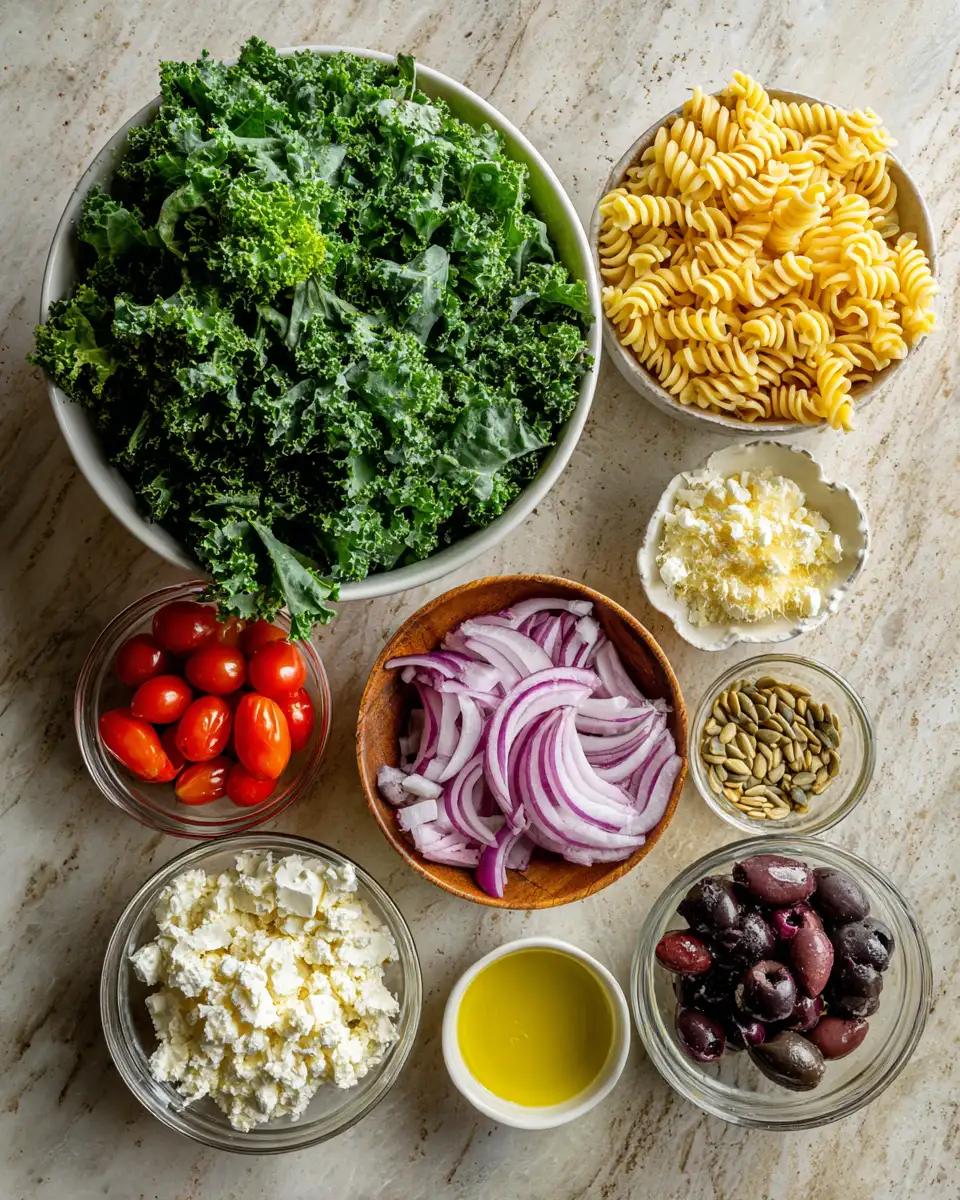 Ingredients for Discover the Ultimate Sam's Club Kale Pasta Salad Recipe for a Healthy Twist