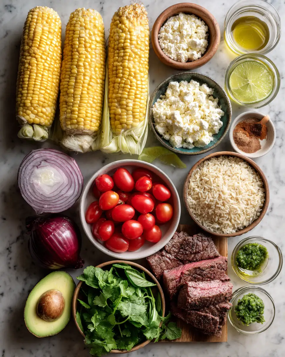 Ingredients for Savor the Flavor: Steak Avocado and Roasted Corn Bowl Bliss