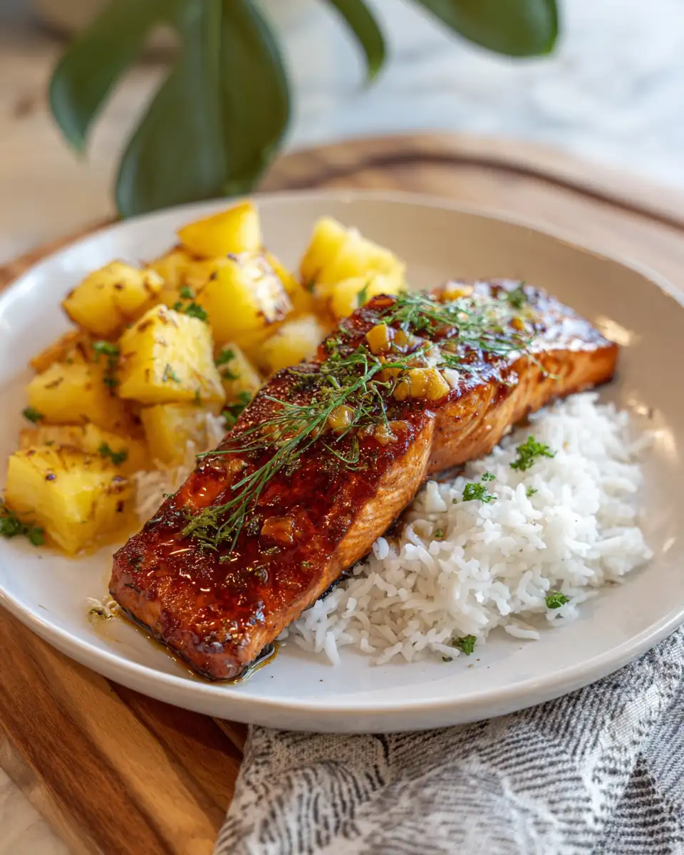 Final dish - Glaze Your Taste Buds with Sweet Pineapple Honey Salmon