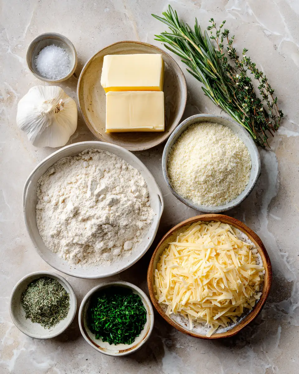 Ingredients for Irresistible Swirled Garlic Herb and Cheese Bread: A Flavorful Baking Adventure