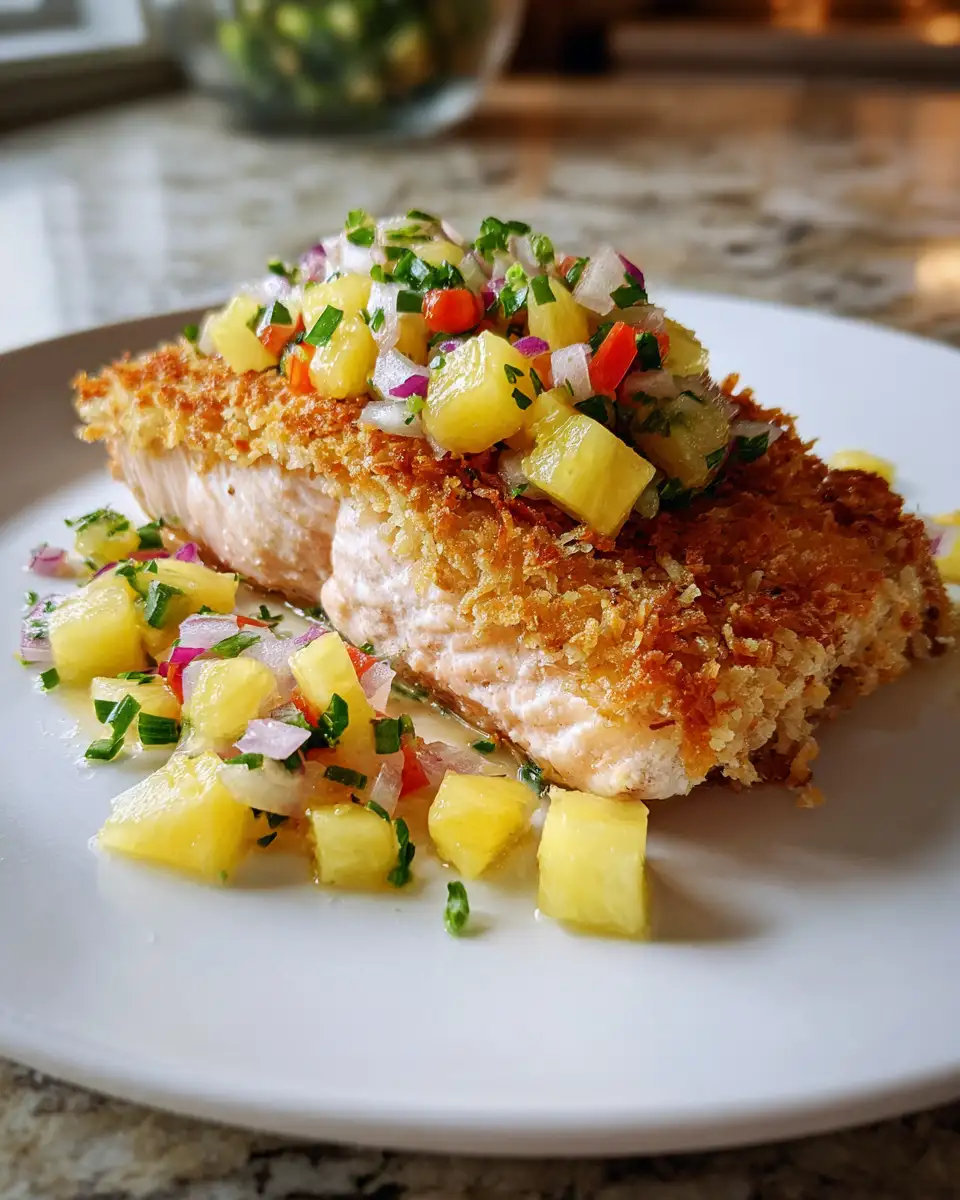 Tropical Coconut Crusted Salmon Meets Zesty Pineapple Salsa Bliss - Featured Image