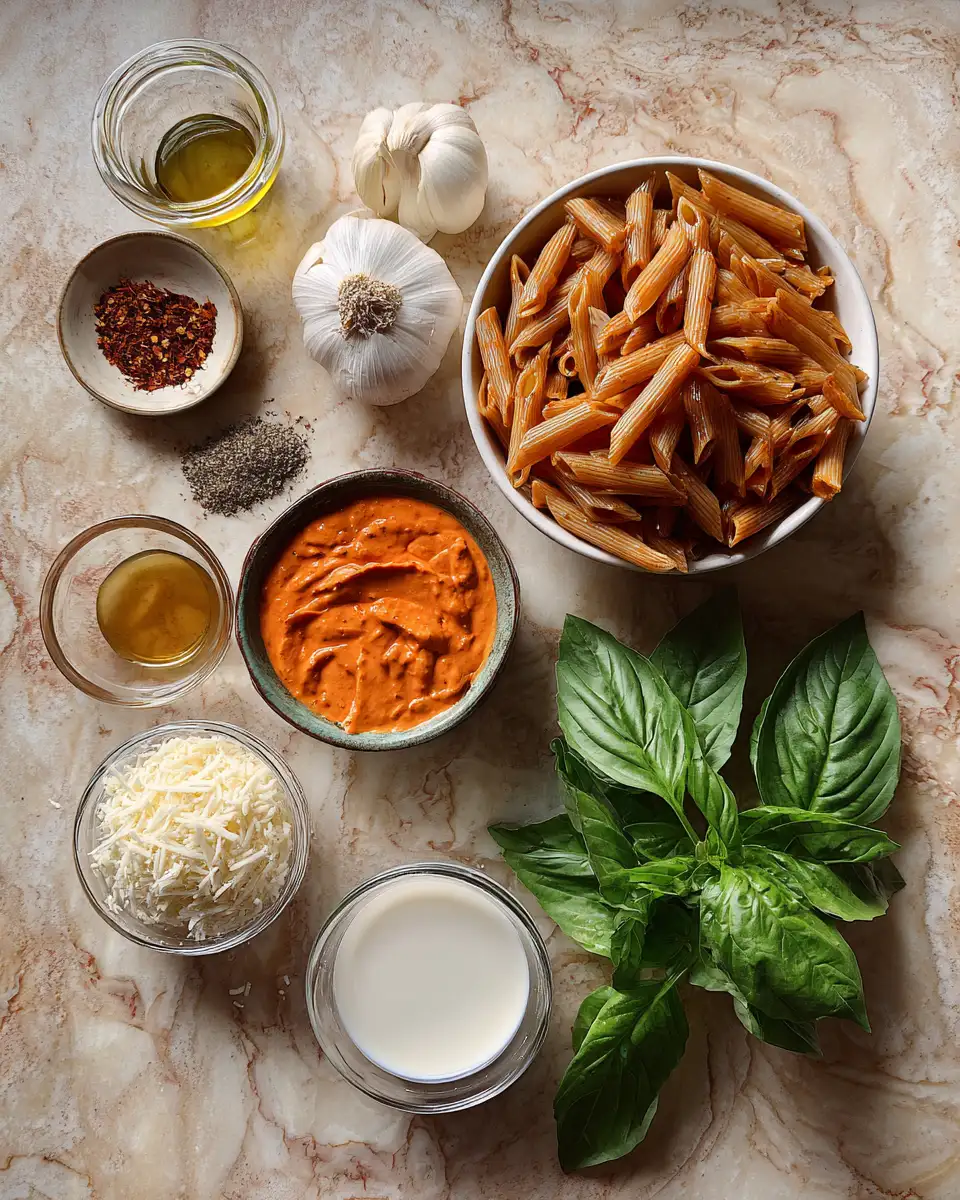 Ingredients for Vodka Pasta Perfection with Trader Joe's Ingredients