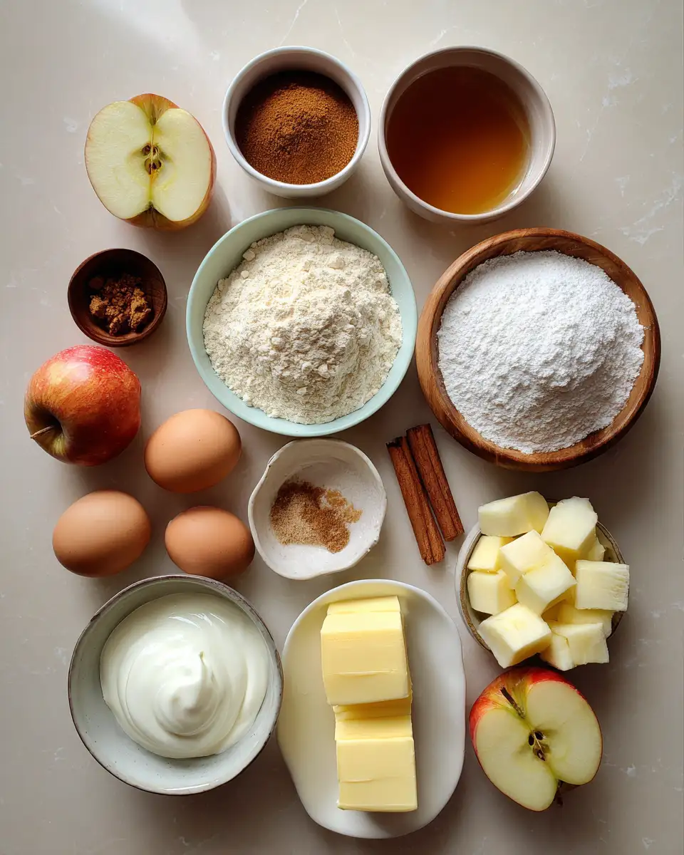 Ingredients for Irresistible Apple Cider Bundt Cake Recipe That Will Warm Your Soul