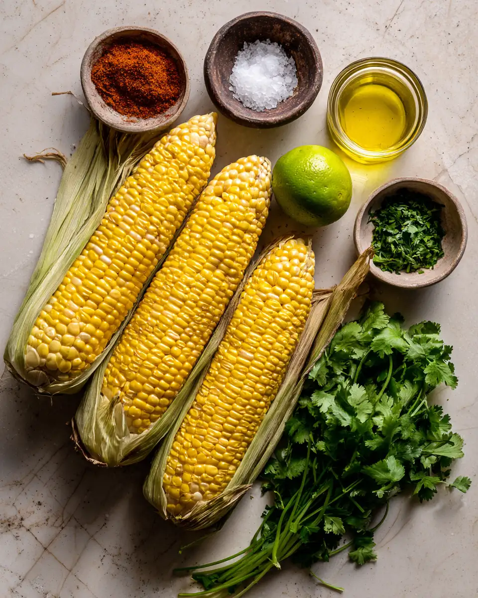 Ingredients for Irresistible Charred Corn with Chili Lime Flavor Explosion