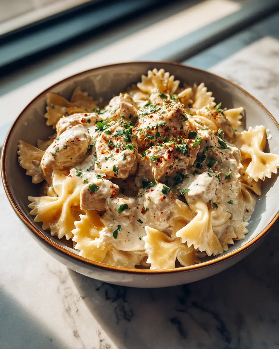 Cheesy Garlic Butter Chicken Bowties with Mozzarella Cream Sauce Recipe to Savor - Featured Image