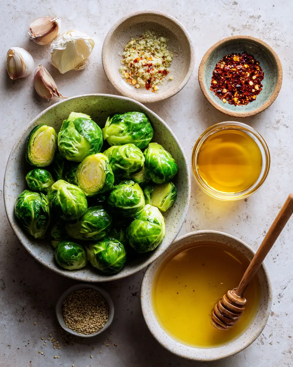 Ingredients for Sweet Heat Delight Chili Honey Brussels Sprouts Recipe