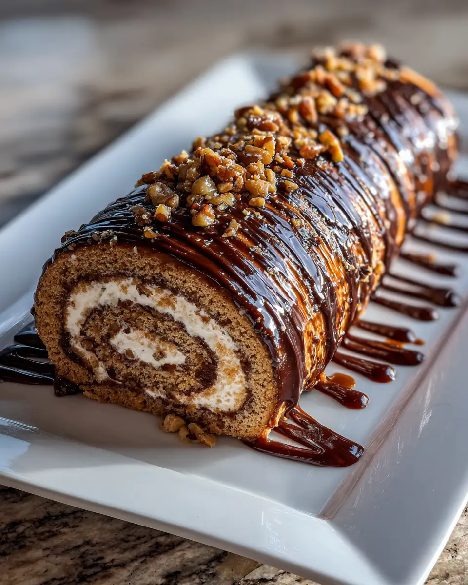 Final dish - Decadent Chocolate Bourbon Pecan Swiss Roll Recipe You Need to Try