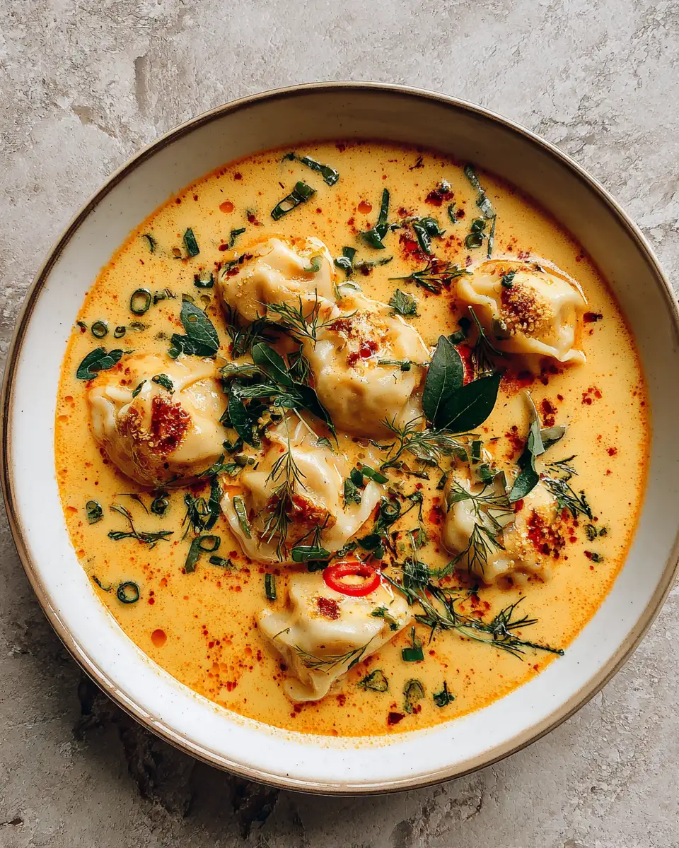 Creamy Coconut Curry Soup With Irresistible Dumplings - Featured Image