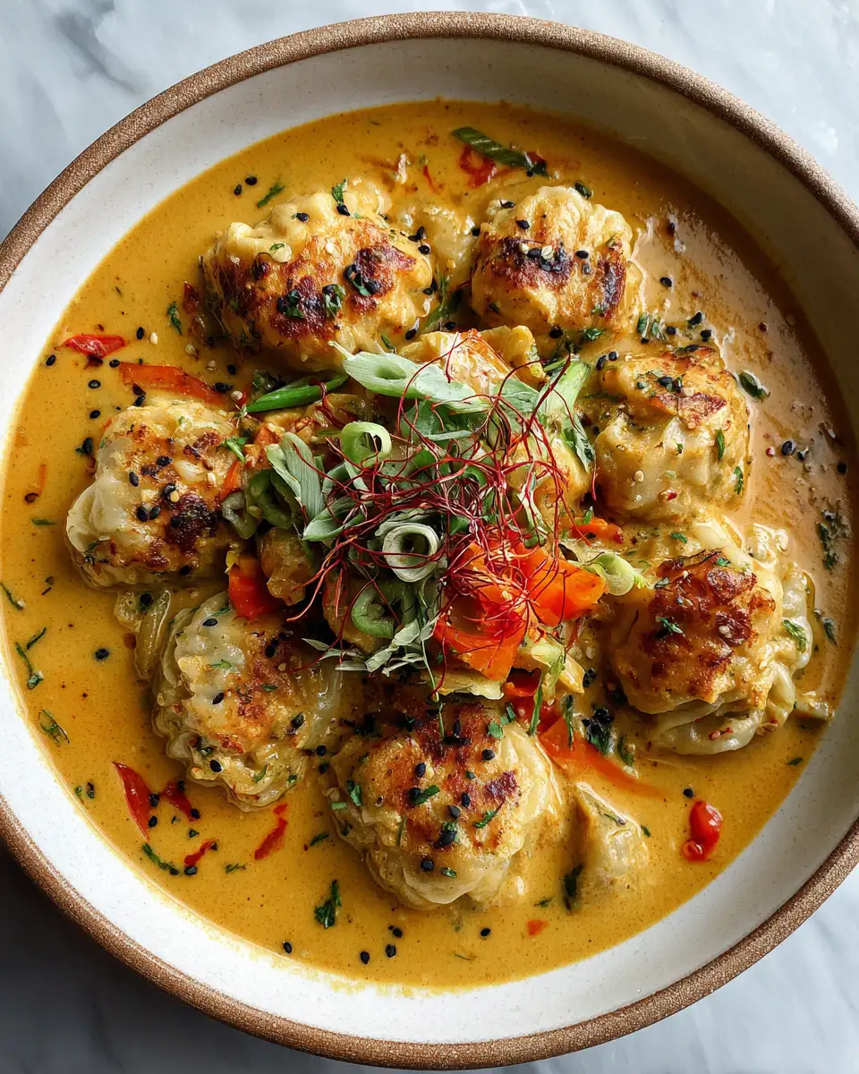 Final dish - Creamy Coconut Curry Soup With Irresistible Dumplings