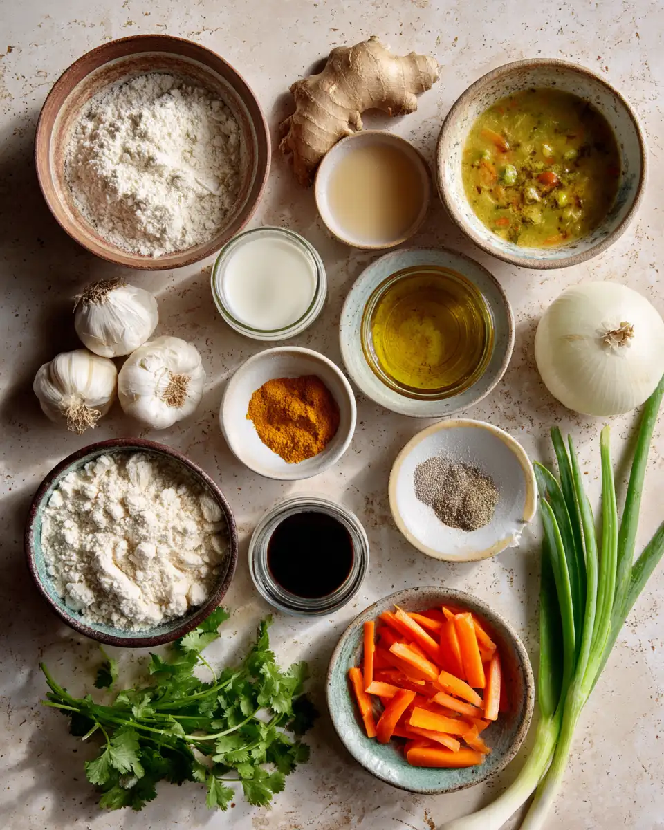 Ingredients for Creamy Coconut Curry Soup With Irresistible Dumplings