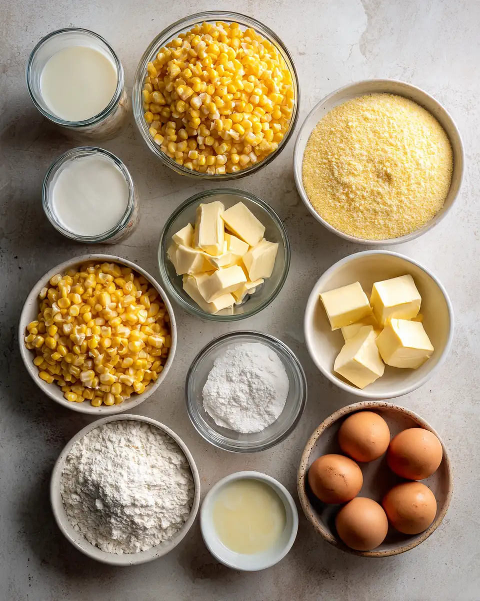Ingredients for Creamy Comfort Corn Casserole Recipe You Have to Try
