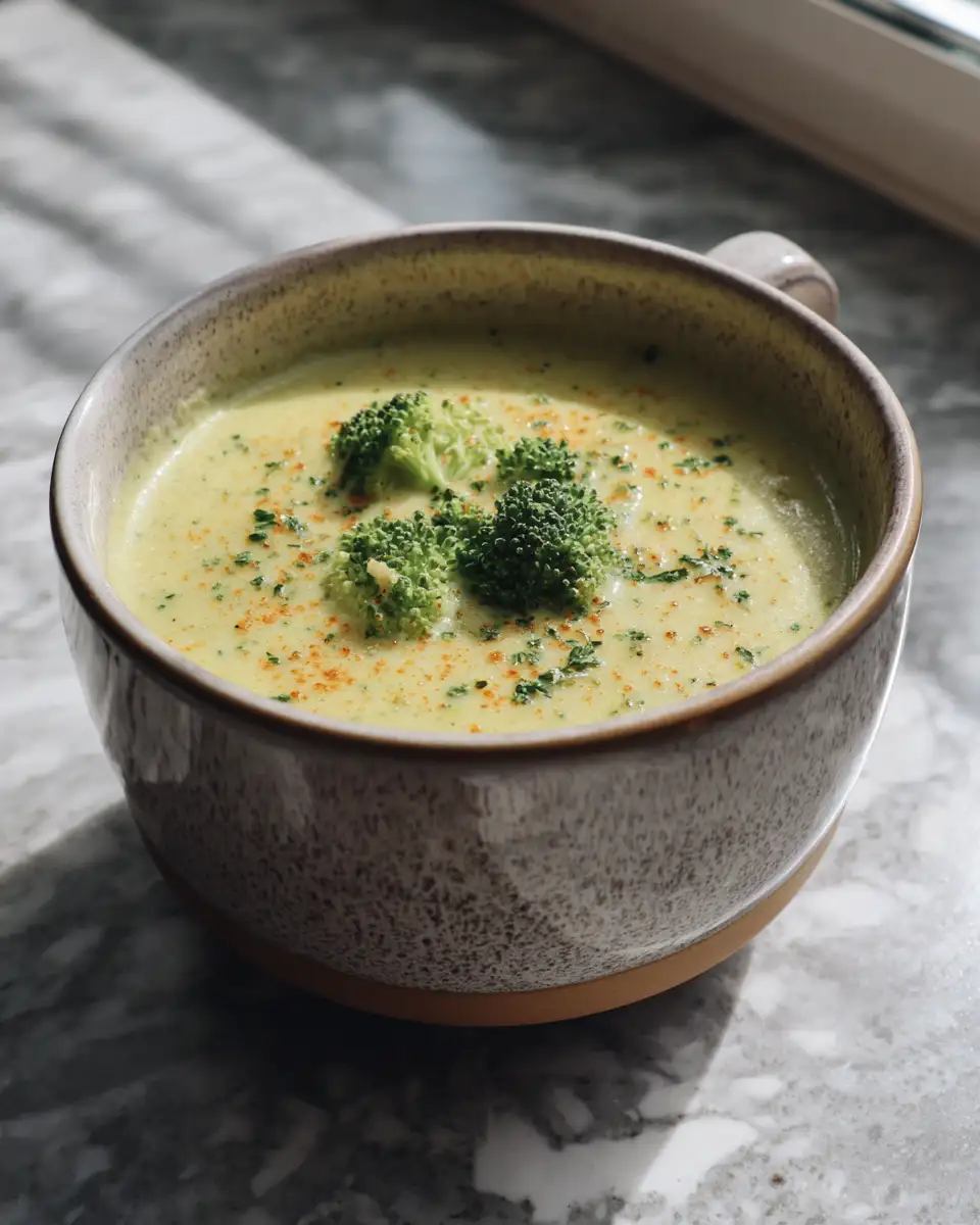 Final dish - Creamy Broccoli and Cheesy Potato Soup Delight That Warms Your Soul