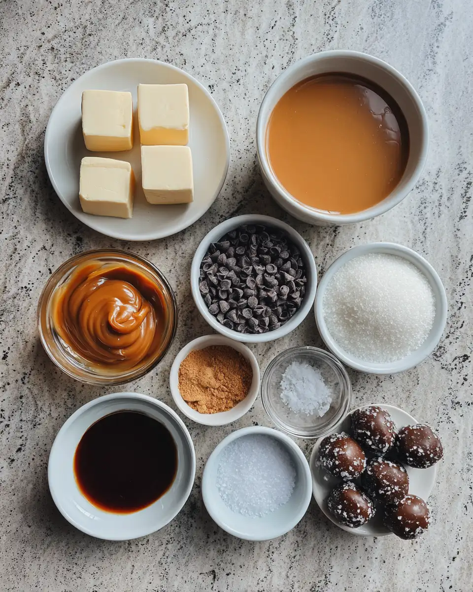 Ingredients for Indulge in Irresistible Delicious Salted Caramel Fudge Truffles
