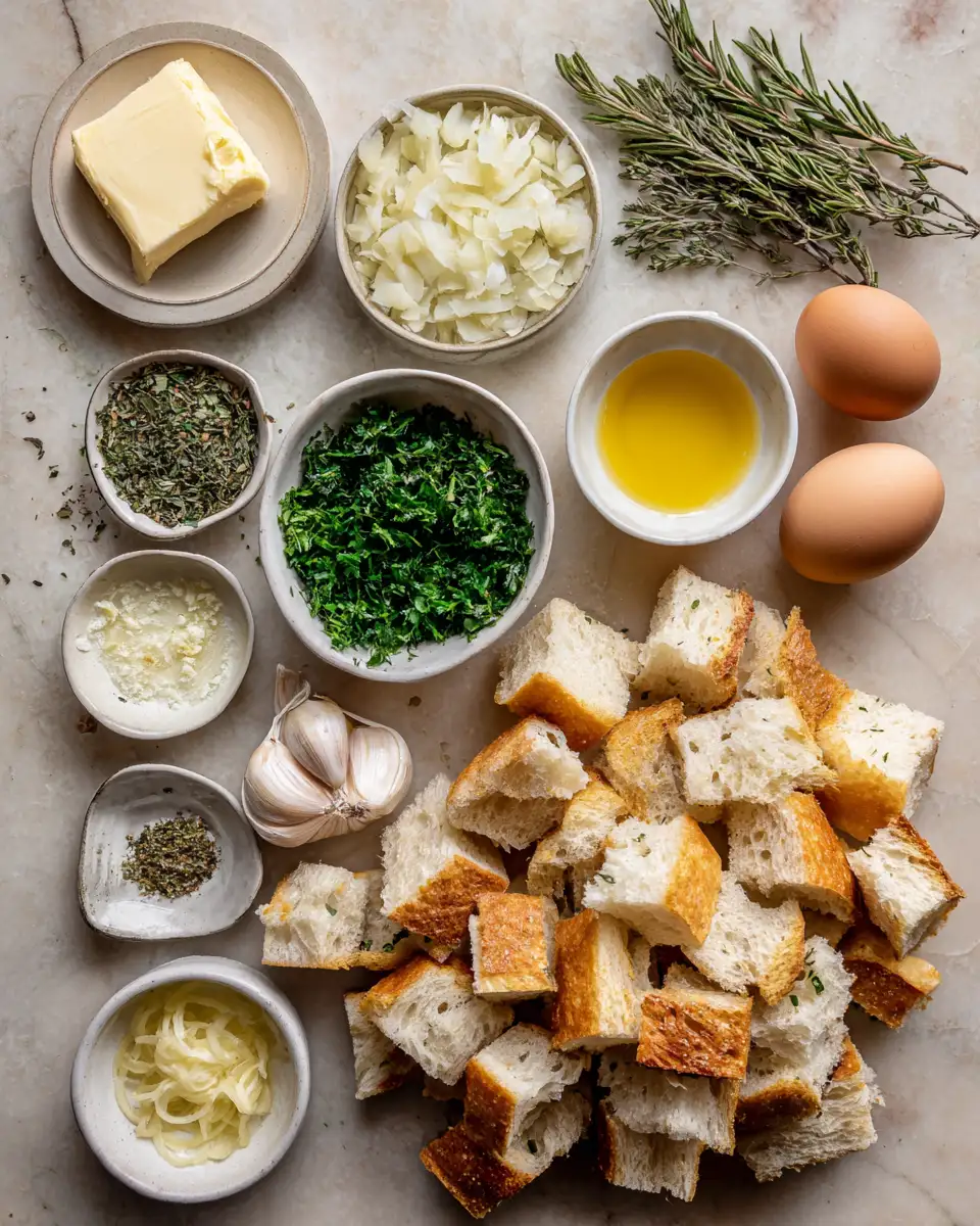 Ingredients for Irresistible Garlic Herb Stuffing Recipe That Will Elevate Your Holiday Feast