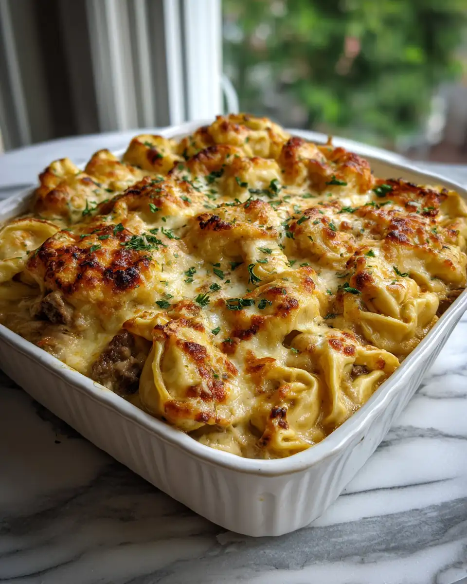 Irresistible Golden Cheese Steak Tortellini Casserole Recipe You Have to Try - Featured Image