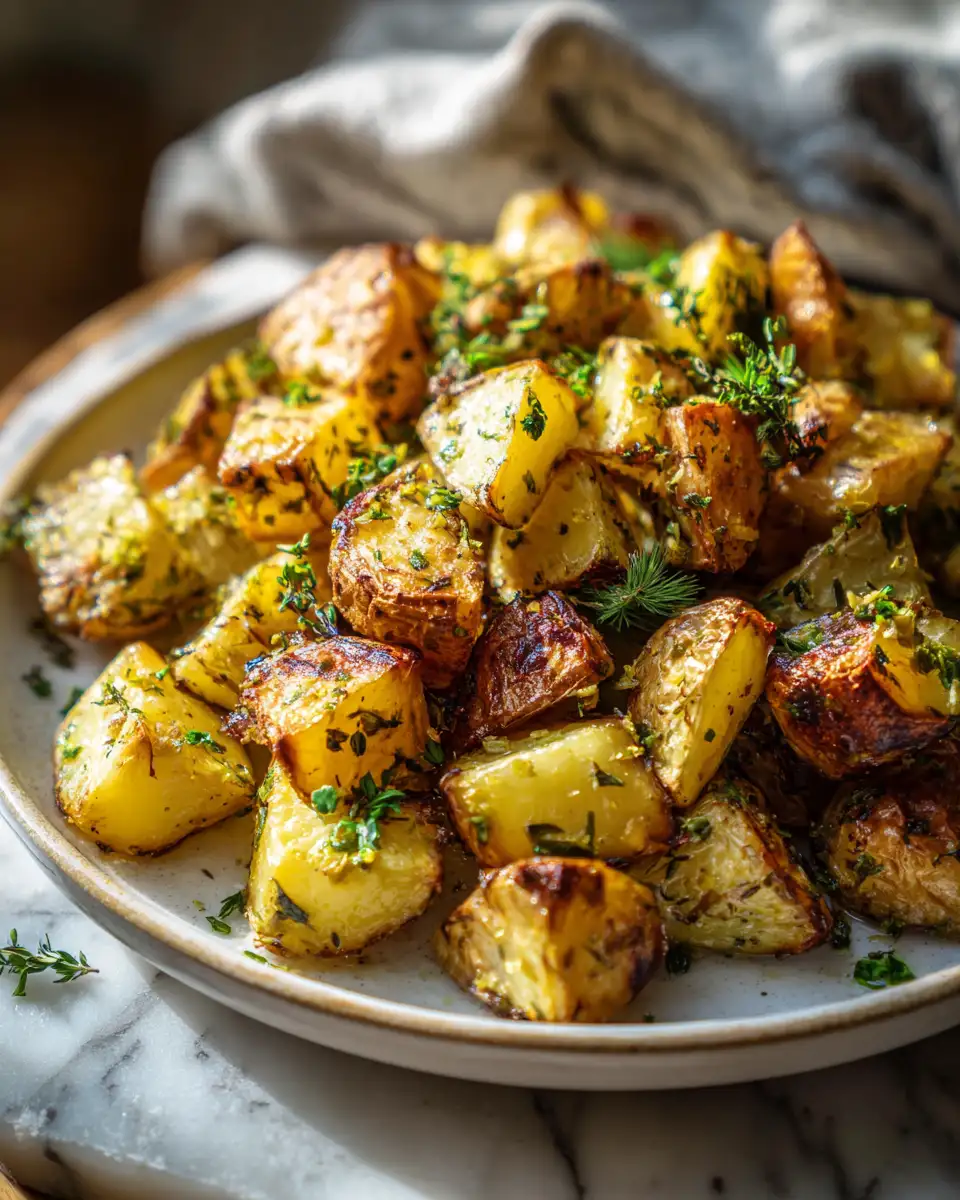 Irresistible Greek Lemon and Garlic Roasted Potatoes Recipe - Featured Image