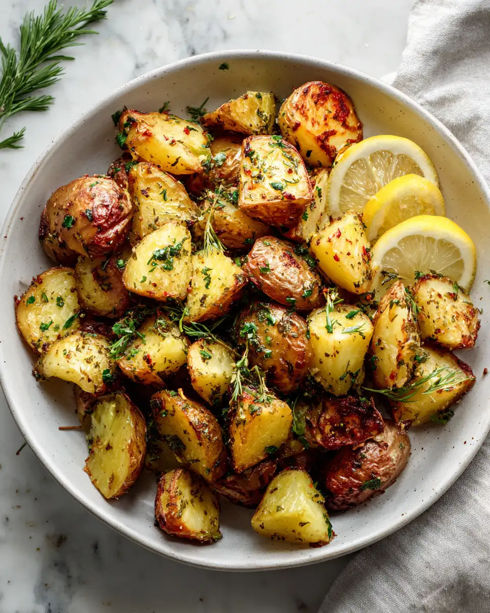 Final dish - Irresistible Greek Lemon and Garlic Roasted Potatoes Recipe