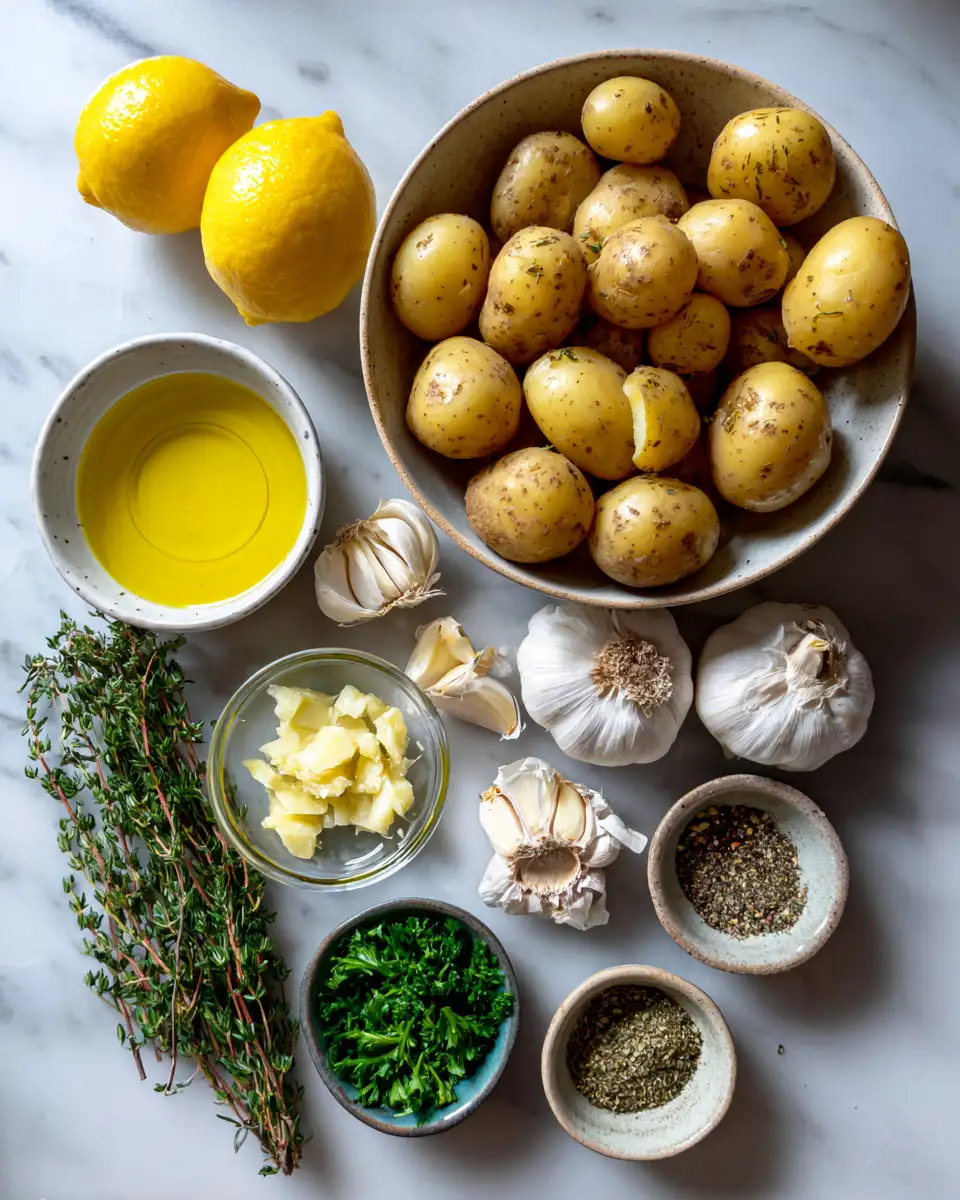 Ingredients for Irresistible Greek Lemon and Garlic Roasted Potatoes Recipe