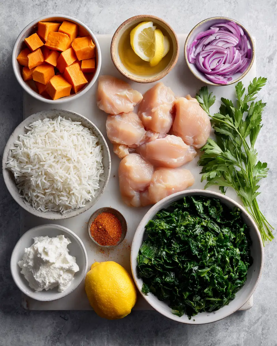 Ingredients for Fuel Your Day with a Delicious Healthy Chicken and Sweet Potato Rice Bowl
