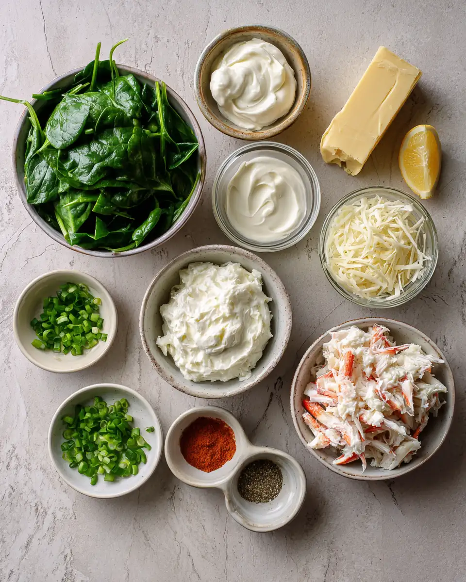 Ingredients for Irresistible Hot Crab Spinach Dip Recipe That Will Steal the Show